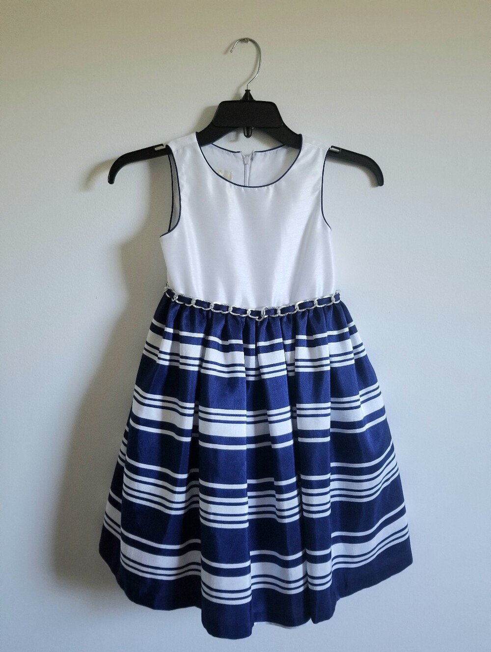 American Princess Navy and White Striped Formal Dress